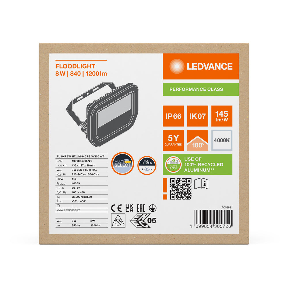 LED reflektor 8W IP66 4000K 100° – vonkajšie LED svietidlo LEDVANCE