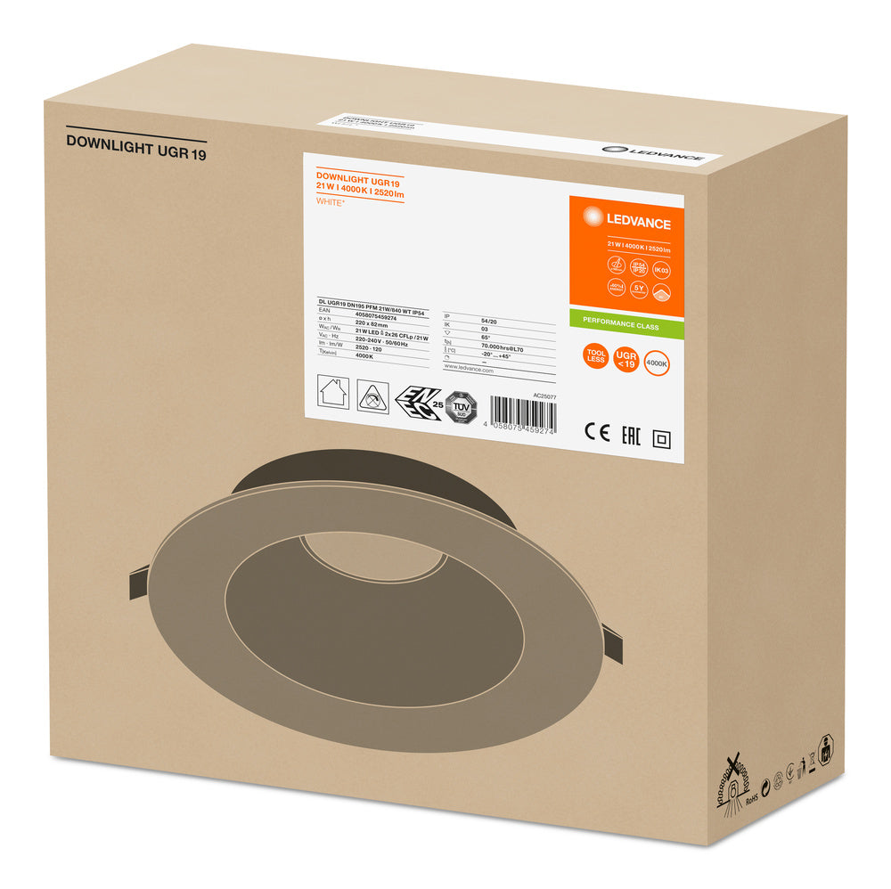 LED downlight 21W IP54 4000K 65° – zápustné LED svietidlo LEDVANCE