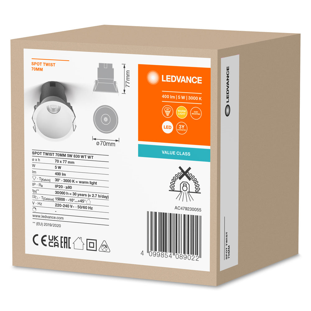 LED stropné svietidlo 5W IP20 3000K 30° – stropné LED svietidlo LEDVANCE