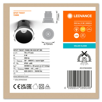 LED stropné svietidlo 5W IP20 3000K 30° – stropné LED svietidlo LEDVANCE