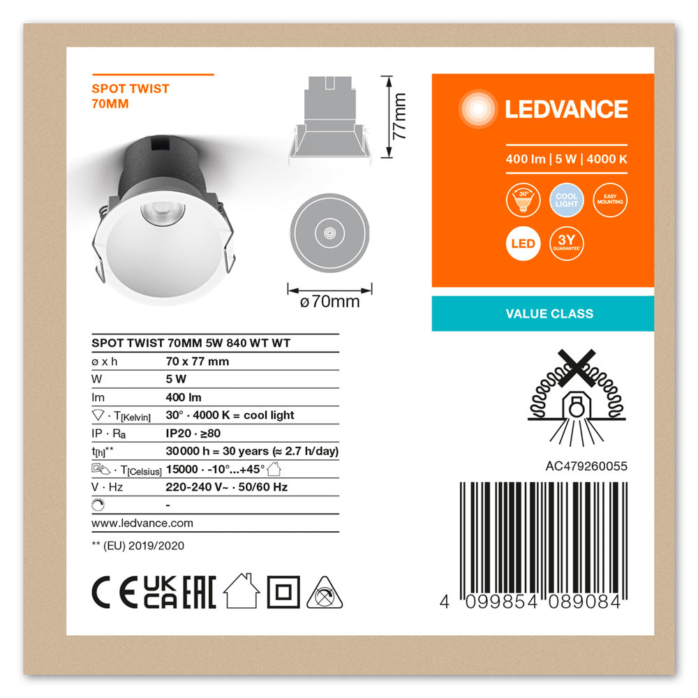 LED stropné svietidlo 5W IP20 4000K 30° – stropné LED svietidlo LEDVANCE