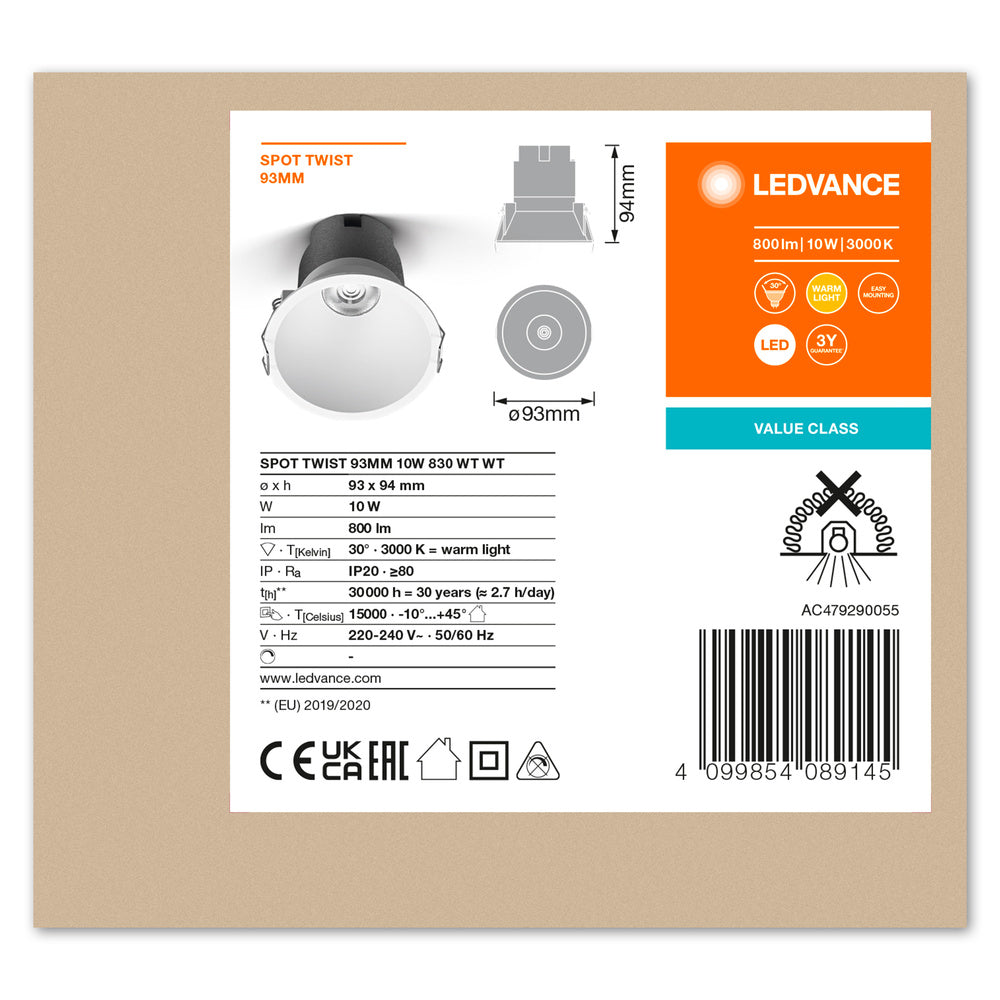 LED stropné svietidlo 10W IP20 3000K 30° – stropné LED svietidlo LEDVANCE